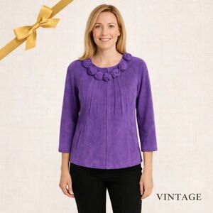 Terry Lewis Vintage Leather Suede Jacket Purple Medium